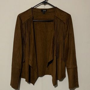 a.n.a Faux Suede Brown Fringe Blazer